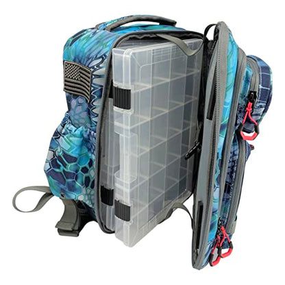 Ego Kryptek Tactical Fishing Sling Pack with 3 Tackle Trays, Camo | 1000D Nylon, Rod Holder, Molle Loops, Water Resistant Storage, Bottle Holder - color: Pontus, size: Sling Bag - Regular