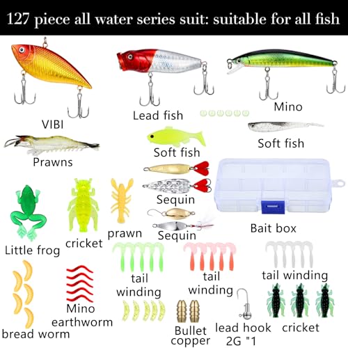 134 Pcs Black Sling Backpack Fishing Kit - All-in-one Tackle Set, Lures, Pliers, Lip Gripper, Scale Fishing Gear and Equipment for Men Adults