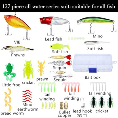134 Pcs Black Sling Backpack Fishing Kit - All-in-one Tackle Set, Lures, Pliers, Lip Gripper, Scale Fishing Gear and Equipment for Men Adults