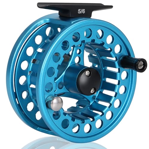 Sougayilang Fly Fishing Reel, Die Cast Aluminum Fly Reel, 5/6, 7/8, Weight Saltwater Fly Reels, 5/6, 7/8, Weight Saltwater Fly Reels - color: Blue, size: 5/6wt