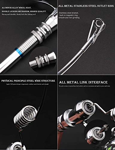JOTOUCH 6 Coil Portable Mini Elastic Fishing Rod Aluminum Alloy Handle Fishing Pole for River, Lake, Reservoir, Ice Fishing and So On