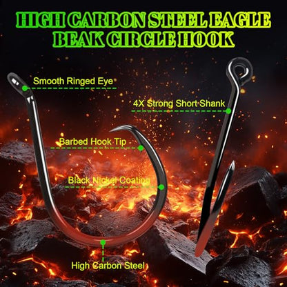 Pre-Rigged Carolina Rig Saltwater, Egg Sinker Grouper Rigs with 10 Circle Hooks, Stainless Steel Leader Fishing Wire, for Snapper Flounder Sea Bass Surf Fishing Bottom Rig - size: 1oz sinker(5pcs)+4/0 hook(10pcs)