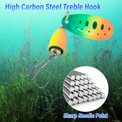 Dr.Fish Inline Fishing Spinner Kit 1/4oz, Freshwater Fishing Lures Bell Spinnerbait French Blade Trout Bass Walleye Lures - color: Mixed, size: 1/4oz-5 Pieces