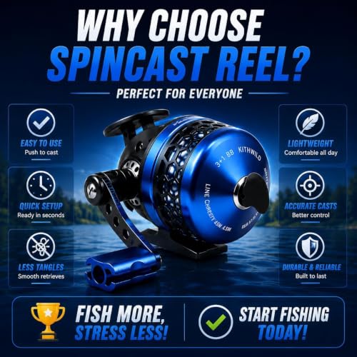 DC Baitcasting Combo, Smart Digital Brake Reel, 4-Section Carbon Rod, Tackle Bag, Line & Lures, Complete Travel Kit for Bass Freshwater - color: Spincast Combo- 7FT