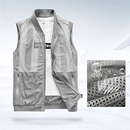 WSLCN Men's Summer Vest Casual Lightweight Breathable Mesh Cycling Travel Zip Vest - color: Black, size: Medium