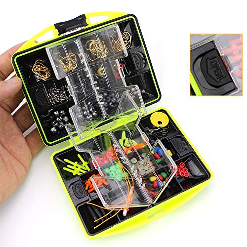Bait Case, Fishing Accessories Kit Including Hook Sinker Weights Fishing Swivels Snaps Fishing Line Beads Fishing Set with Tackle Box