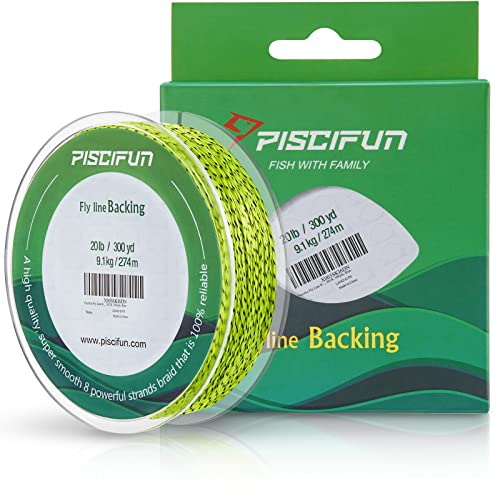 Piscifun Fly Line Backing, Braided Fly Backing Line - color: Fluorescent Yellow/Black, size: 20lb/300yd