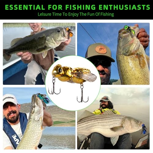 FONMANG Top Water Fishing Lures, 3-Pcs Topwater Lures for Bass Walleye Pike, 2025 New Wasp Crawl Bait for Freshwater and Saltwater - color: A1-Wasp Topwater
