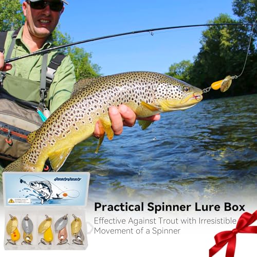 QualyQualy Trout Lures Fishing Spinnerbaits 5pcs Brass Hard Metal Spinner Trout Baits Fishing Lure for Perch Freshwater Saltwater Lake River - color: #A, size: 1/10 oz
