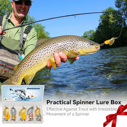 QualyQualy Trout Lures Fishing Spinnerbaits 5pcs Brass Hard Metal Spinner Trout Baits Fishing Lure for Perch Freshwater Saltwater Lake River - color: #A, size: 1/4 oz