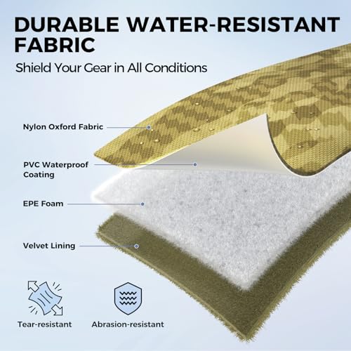 KastKing BaitSpace Line Management Bag, Fishing Line Storage Bag with Water Resistant Nylon, Clear View Window, Removable Divider, Tangle-free Leader Line Holder - color: F: Khaki Camo-Large