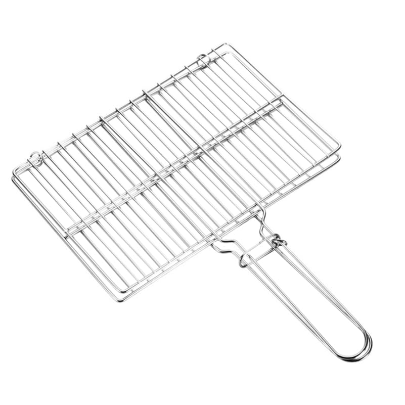 Cabilock Thickened Stainless Steel Fish Grill Basket 15.75X11.81 Inch BBQ Grilling Rack with Handle for Outdoor Cooking Camping Vegetable and Meat Grilling