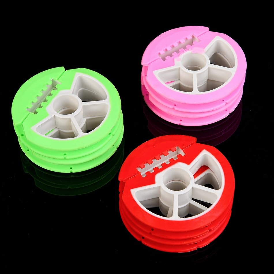 ConSkyee 6Pcs Silicone Fishing Line Spool Holder Set with Storage Box | Soft silicone spools, protect line from damage, ABS box with magnet closure, anti-skid, compact, lightweight, random colors
