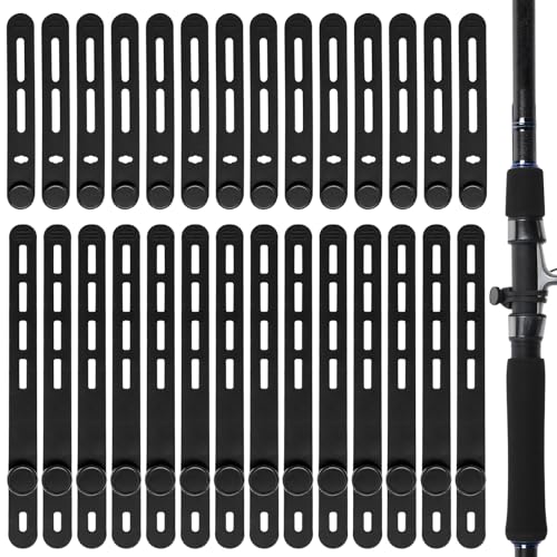 30 Pcs Silicone Fishing Rod Ties Belt Straps, Lightweight Durable Reusable Fishing Rod Ties for Pole Storage, Organizing, Travel