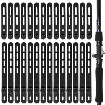 30 Pcs Silicone Fishing Rod Ties Belt Straps, Lightweight Durable Reusable Fishing Rod Ties for Pole Storage, Organizing, Travel