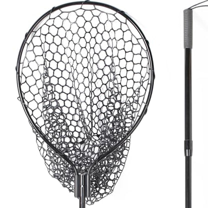 High Strength Large Landing Net - Rubber Fishing Net with Long Telescoping Handle & Soft Rubber Netting, Landing Nets for Fishing, Ideal for Boat, Pier, River Angling - size: Full Rubber Mesh - L