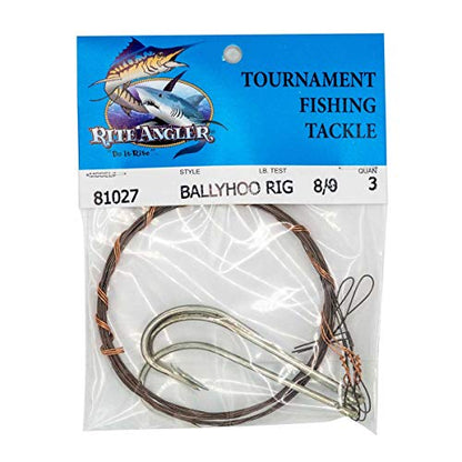 Rite Angler Ballyhoo Rig 3pk for Offshore, Trolling for Big Gamefish, Saltwater Tuna, Billfish, Dolphin, Wahoo Fishing - size: 8/0
