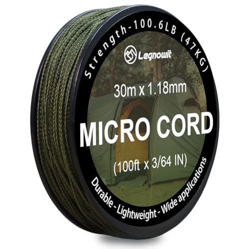 Micro Paracord, 1.18mm x 100ft Thin Mini Utility Braided Small Paracord for Crafting, DIY Project, Camping and More - color: Army Green, size: 100ft (1 Pack)