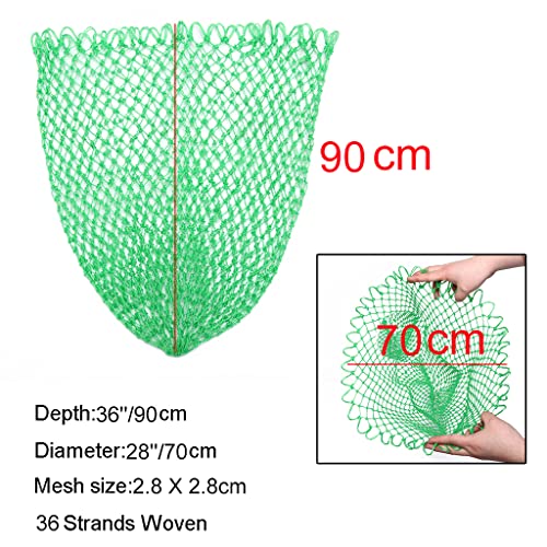 Fishing Net Replacement Netting Fishing Landing Net Replacement Net for Freshwater Saltwater Fishing Green 6 Sizes - color: Diameter 28inch/70cm
