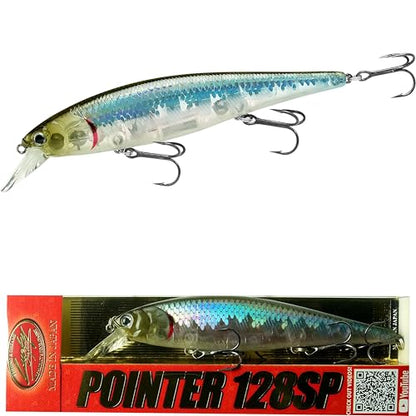 LUCKY CRAFT Pointer 128SP, Freshwater Lake Bass Fishing Lure, Jerkbait, Suspending, Fishing Gear, Fishing Accessories, Fishing Tackle - color: 722 Zebra MS Ghost Minnow