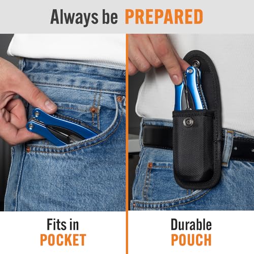 15-in-1 Multitool with Safety Locking, Stainless Steel Pocket Knife & Pliers, Compact EDC Multi Tool for Camping, Hiking, Fishing, Outdoors, Survival, Gift for Men, Father, Husband, Boyfriend - style: Blue