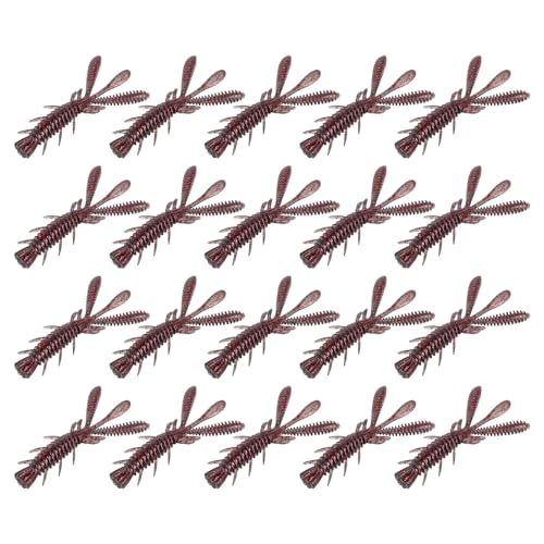 20PCS Fishing Crawfishes Lure Soft Shrimp Baits Lure Artificial Lure Swimbait Soft Lures for Freshwaters Saltwater - color: Wine red 5cm