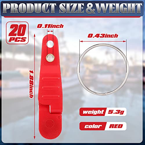 Honoson 20 Pieces Heavy Tension Snap Release Clips Padded Trolling Clips with Key Ring for Weight Planer Board Offshore Kites Downrigger Fishing - color: Red
