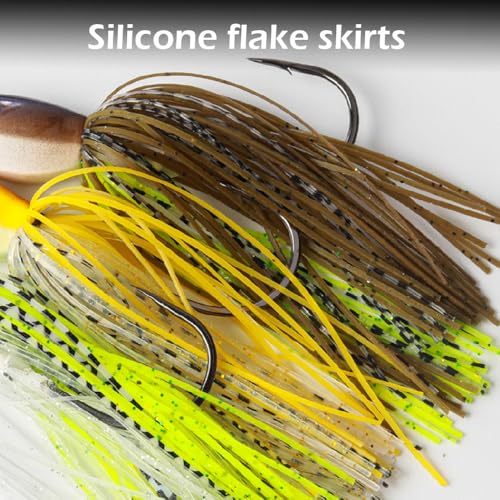 Spinnerbaits Fishing Lures, Bass Fishing Lures Weighted Spinner Baits Buzzbait, Hard Metal Lure Topwater Swimbait Jig for Trout Salmon Pike Bass Saltwater Freshwater Saltwater - color: A