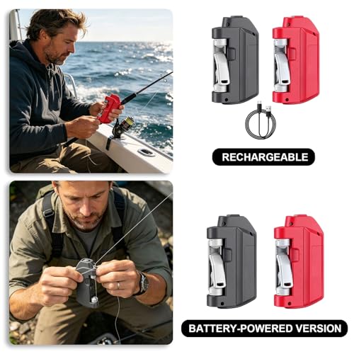 Automatic Fishing Knot Tying Tool, 2026 New Easy Cast Knot Tying Tool, Fishing GT Knotting Machine, Quick Tying Device Fishing Hook Tier Knots for Fishing Lovers - color: Red, size: Battery-Powered