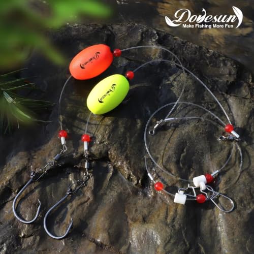 Dovesun Fish Finder Rig with Float 20.5" Surf Fishing Rigs 90LB Surf Fishing Tackle for Shark Bluefish Stripers 6PCS 5/0 8/0 - color: 5/0 Circle Hook
