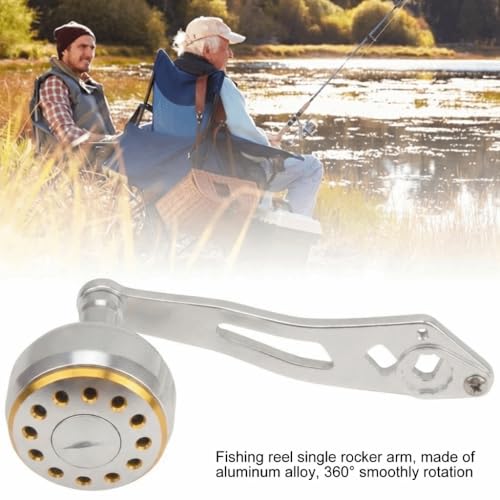 Baitcasting Reel Handle Replacement Parts, Aluminum Alloy Fishing Reel Rocker Arm with 8x5mm Mounting Hole, Lightweight Handle Grip for Baitcasting Reel Repair - color: Silver