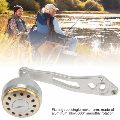 Baitcasting Reel Handle Replacement Parts, Aluminum Alloy Fishing Reel Rocker Arm with 8x5mm Mounting Hole, Lightweight Handle Grip for Baitcasting Reel Repair - color: Silver