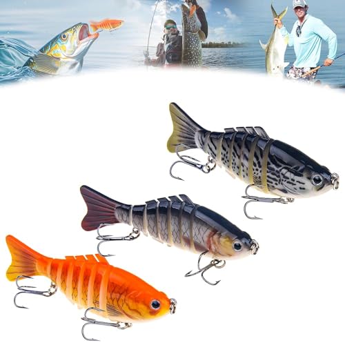 2026 Upgrade 3D Swimming Bait for Freshwater & Saltwater, Fishing Gear Attracts Fishing Lures Walleye Trout Bass, Fishing Lures for Beginners,Robotic Fishing Lure, Amateurs and Professionals - color: 3-pack -Q