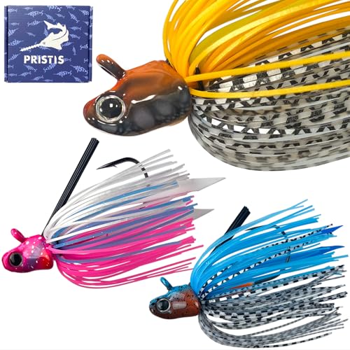 Pristis Jig Head Fishing Lures for Freshwater Saltwater, Weedless Swim Jig Teasers with Sharp Hooks & Exquisite Coating, Pre-Rigged Vibrating Swimbaits Kit Gear for Bass Crappie Walleye Trout Pike - color: 3 pcs Swim Jigs