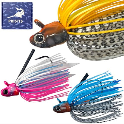 Pristis Jig Head Fishing Lures for Freshwater Saltwater, Weedless Swim Jig Teasers with Sharp Hooks & Exquisite Coating, Pre-Rigged Vibrating Swimbaits Kit Gear for Bass Crappie Walleye Trout Pike - color: 3 pcs Swim Jigs