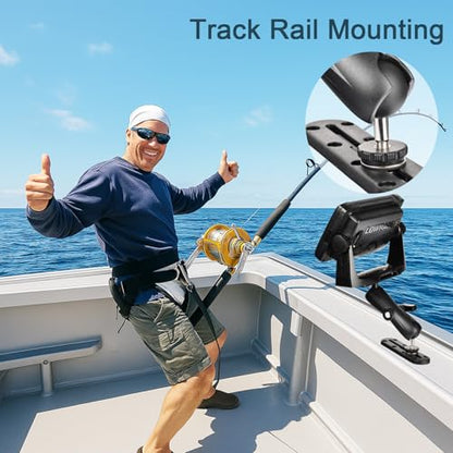 VAUBORTTI Aluminum Fish Finder Mount, Marine Electronic Mount for Boat, C Size 1.5" Ball with T-Bolt Track Base, Compatible with Garmin, Lowrance, Raymarine, for RAM Systems