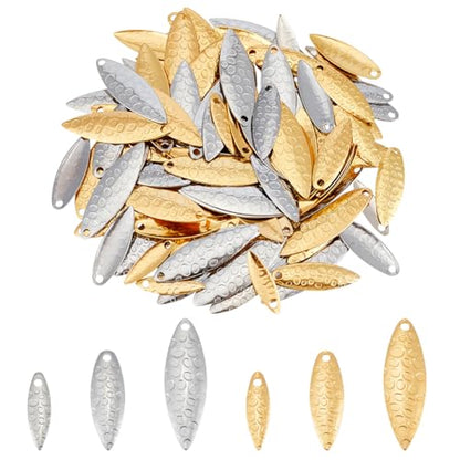 FREEBLOSS 120Pcs Fishing Lures Spoons Stainless Steel Spinner Blades Fishing Attractor Saltwater Lure Spinner Baits Spoons for Lure Crafts Supplies, 3 Sizes