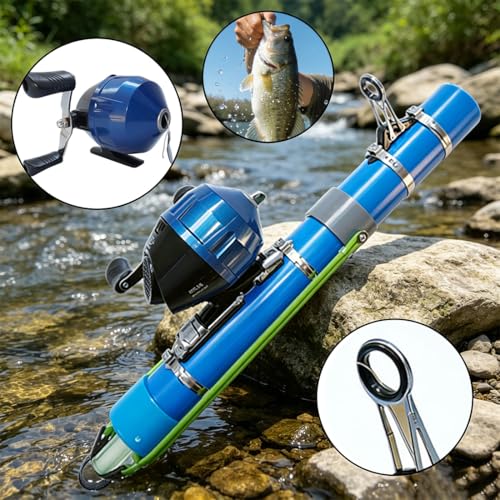 Upgraded Portable Fishing Catapult Rod with Reel, Durable & Lightweight Telescopic Lure & Bait Launcher for Saltwater & Freshwater, - size: XKTSYG-LSYL