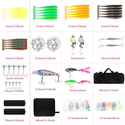 2PCS Telescopic Fishing Rods and Reels Combo Set 6.89ft Portable Fishing Pole Spinning Reel Lures Accessories with Storage Bag Saltwater Freshwater Fishing Pole Combo Fishermen Gift