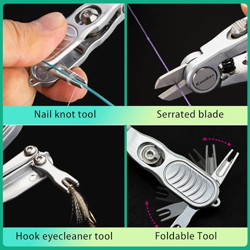 3-in-1 Fishing Line Cutter, Stainless Steel Multi-Function Portable Scissors with Retractor & Knot Tying Tool for Various Fishing Lines - size: JXQ85-80