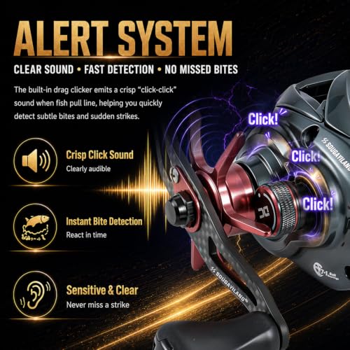 Sougayilang Upgraded DC Baitcasting Reel with Digital Control Braking, Carbon Fiber Handle, 7+1 Stainless Steel Bearings, 7.2:1 Gear Ratio, Brass Gear, Audible Drag Clicker - color: Right Handed