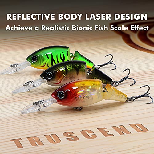 TRUSCEND Swimmax Easy Catch Fishing Lures with BKK Hooks, Wiggling, Vibrating, Rattling and Gurgling for More Bite, Heavy-Duty Dyneema Fiber Jointed Swimbaits for Bass, Trout, Walleye, Crappie, Pike - color: E-2"-0.18oz