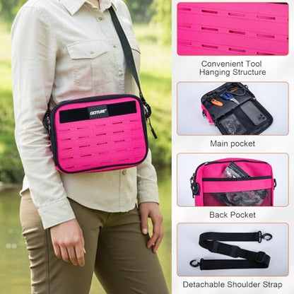 Goture Fishing Backpack, 900D Water-Resistant Tackle Backpack with Rod Holders, 58L Large Storage Gear Fishing Tackle Bag with Detachable Crossbody Bag,8 Lure Pockets,Bottle Holder for Camping Hiking - color: Pink