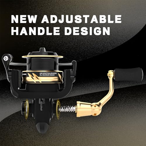 Ashconfish Spinning Fishing Reel, Graphite Body, 7+1 Stainless Steel BB, 5.0:1 Gear Ratio, Lightweight Spinning Reel for Freshwater Saltwater Fishing, Come with 109 yds Braided Line - size: AF5000B