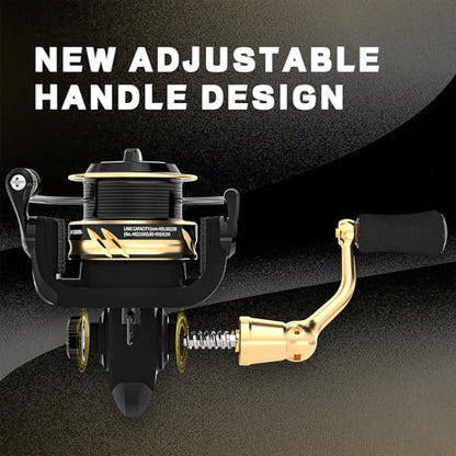 Ashconfish Spinning Fishing Reel, Graphite Body, 7+1 Stainless Steel BB, 5.0:1 Gear Ratio, Lightweight Spinning Reel for Freshwater Saltwater Fishing, Come with 109 yds Braided Line - size: AF5000B
