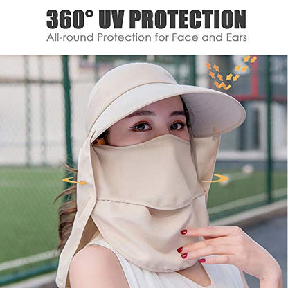 Wide Brim Sun Hat – Multifunctional UPF 50 Protection Bucket Fishing Hat Cap - color: Khaqi, size: One Size