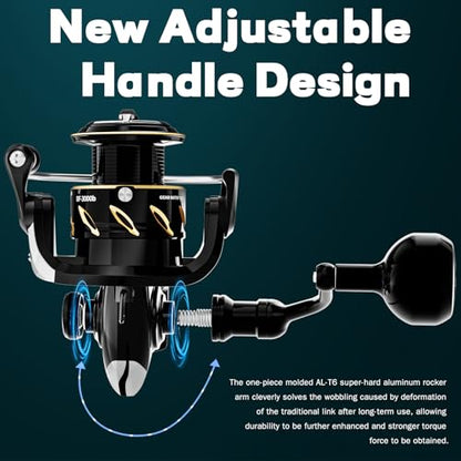 Ashconfish DF Series Spinning Reel Saltwater & Freshwater Fishing Reel, Lightweight Nylon/Fiberglass Frame, 7+1BB, 5.2:1 Gear Ratio,Long-Distance Casting DF - size: 5000, style: Deep Spool Line Cup(df)