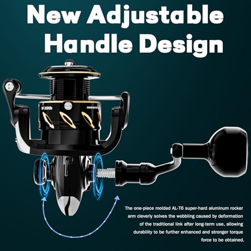Ashconfish DF Series Spinning Reel Saltwater & Freshwater Fishing Reel, Lightweight Nylon/Fiberglass Frame, 7+1BB, 5.2:1 Gear Ratio,Long-Distance Casting DF - size: 4000, style: Deep Spool Line Cup(df)