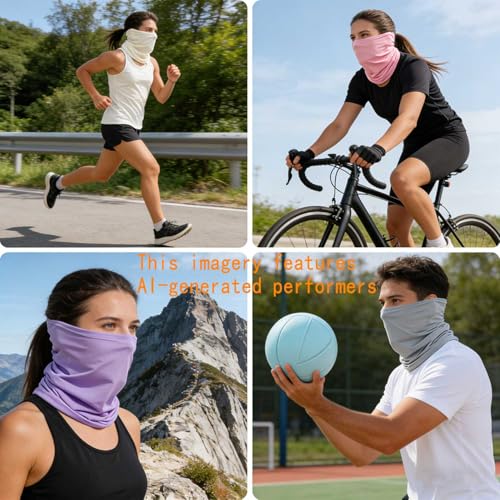 6 Pieces Summer Face Cover Scarf Mens Neck Gaiter For Men Women UV Protection Face Breathable Sun Protection Cycling Running - color: White+navy+black+light Gray+dark Gray+camouflage Light Gray