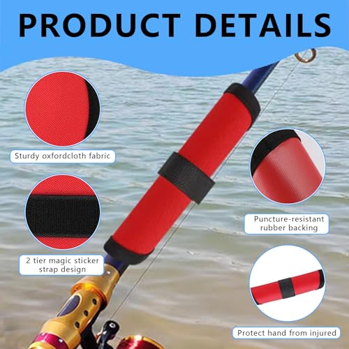 New 8Pcs Fishing Hook Covers,6 Inch Lure Wrap Bait Gloves Fish Hook Storage Protectors Pole Sleeve Guard to Keep Fishermen Fishing Safe for Fish Rod - color: Red